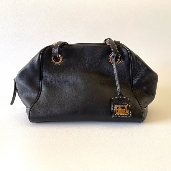 Dooney & Bourke Bag Zip Zip Grommet Satchel Portofino Pebbled Leather Chic Black - Picture 2 of 16